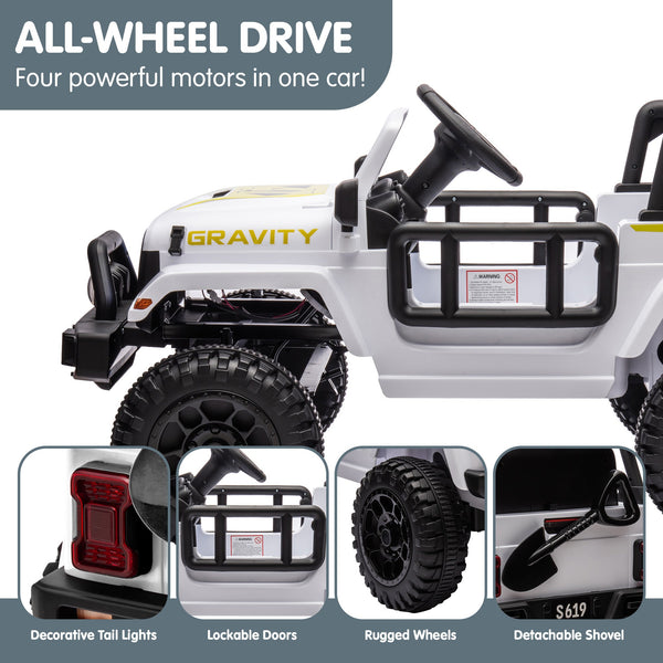 Kahuna S619 Gravity Kids Electric Ride On Car - White Kahuna