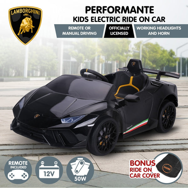 Kahuna Lamborghini Performante Kids Electric Ride On Car Remote Control - Black Kahuna