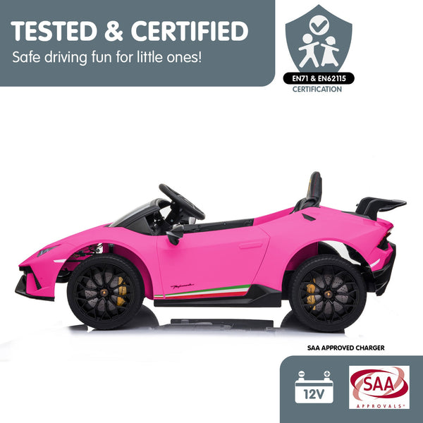 Kahuna Lamborghini Performante Kids Electric Ride On Car Remote Control by Kahuna - Pink Powertrain