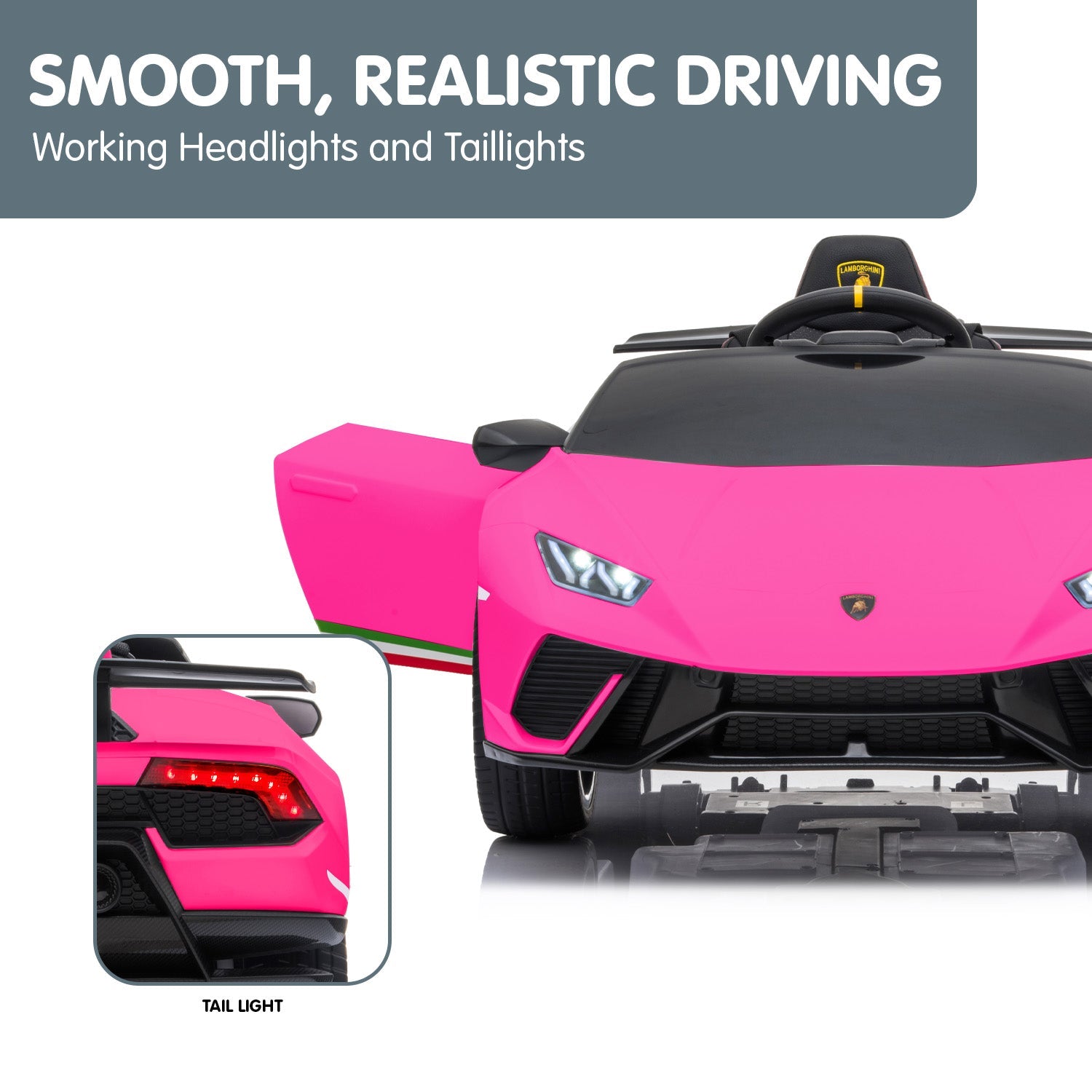 Kahuna Lamborghini Performante Kids Electric Ride On Car Remote Control by Kahuna - Pink Powertrain
