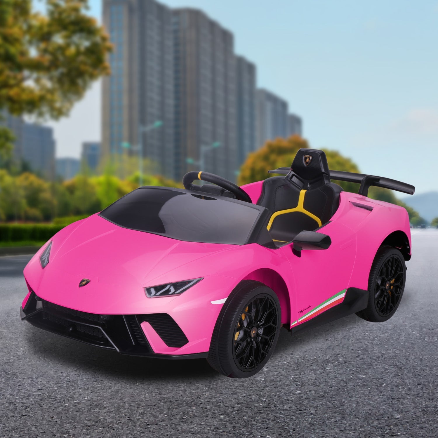 Kahuna Lamborghini Performante Kids Electric Ride On Car Remote Control by Kahuna - Pink Powertrain