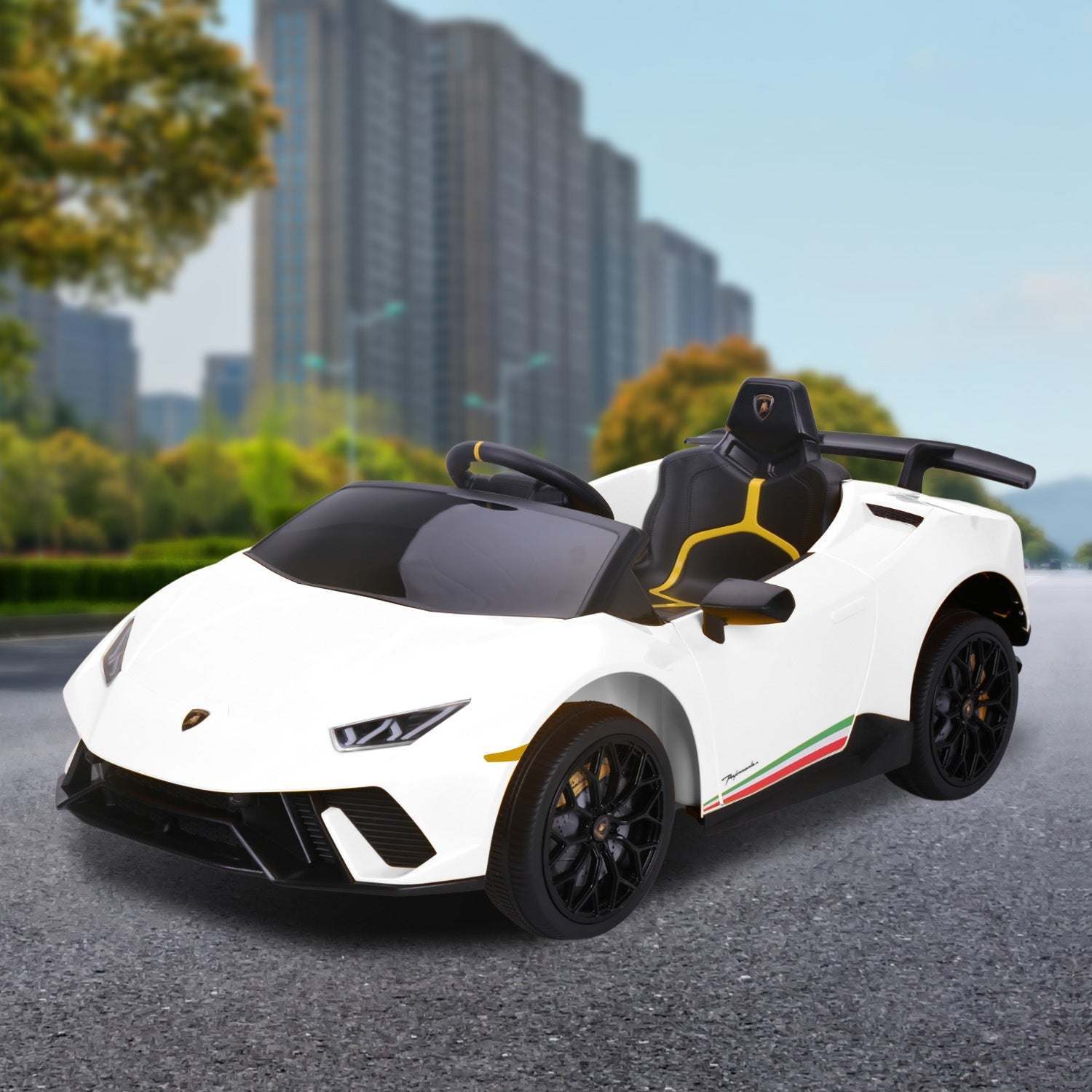 Kahuna Lamborghini Performante Kids Electric Ride On Car Remote Control by Kahuna - White Kahuna