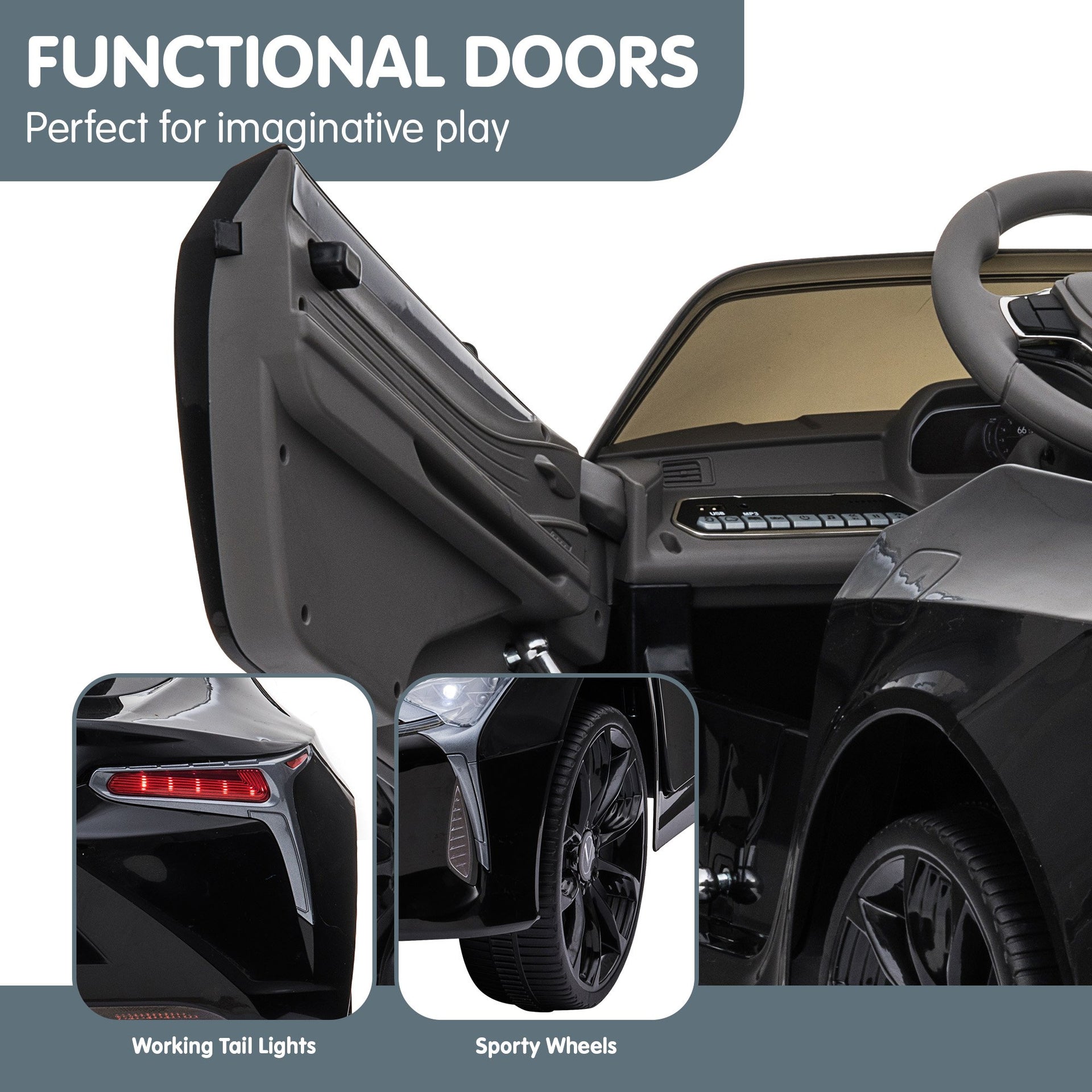 Kahuna Licensed Lexus LC 500 Kids Electric Ride On Car - Black Kahuna