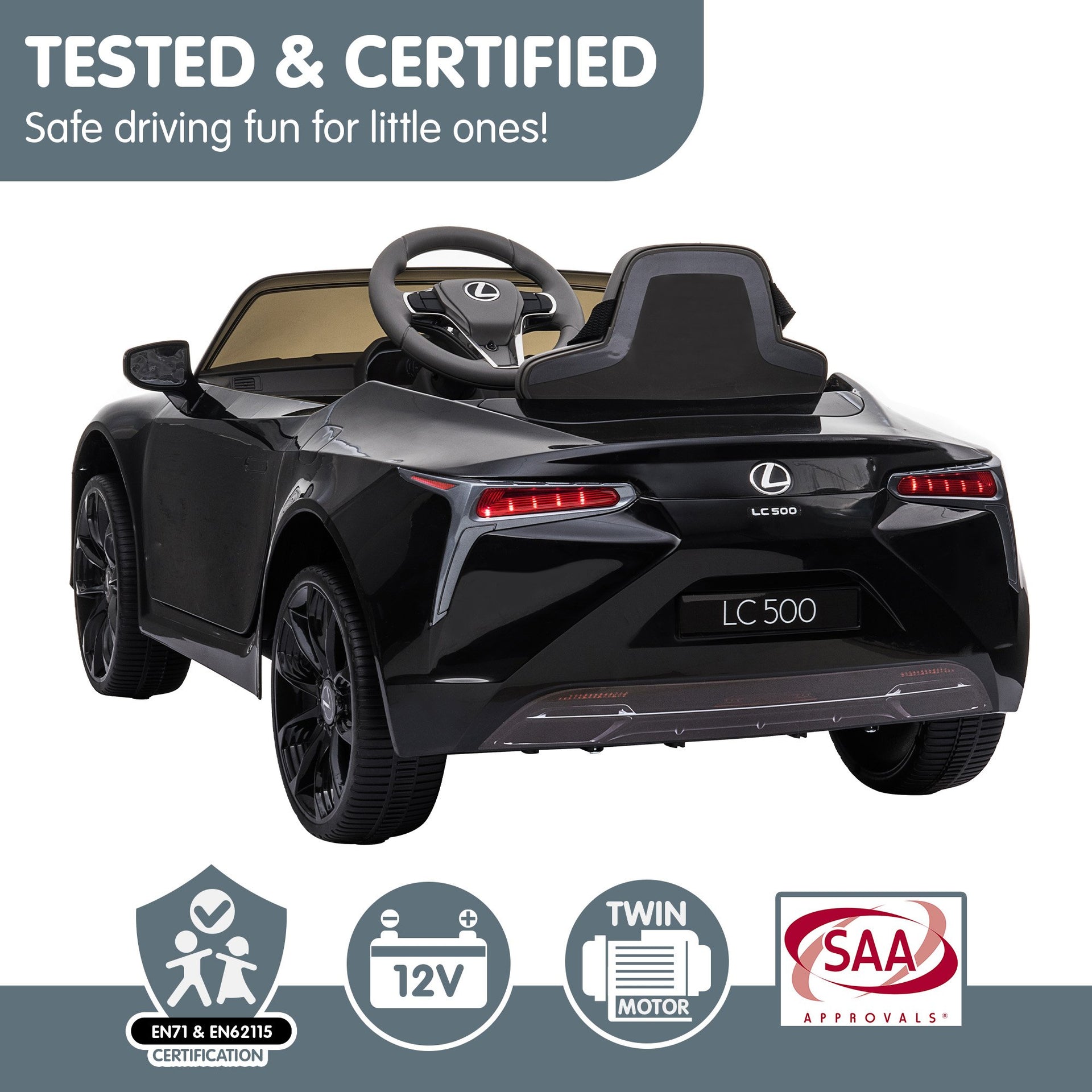 Kahuna Licensed Lexus LC 500 Kids Electric Ride On Car - Black Kahuna