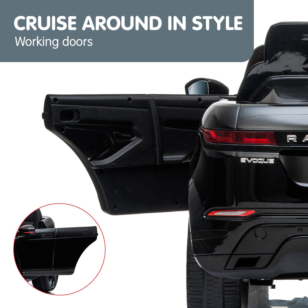 Kahuna Land Rover Licensed Kids Electric Ride On Car Remote Control - Black Kahuna