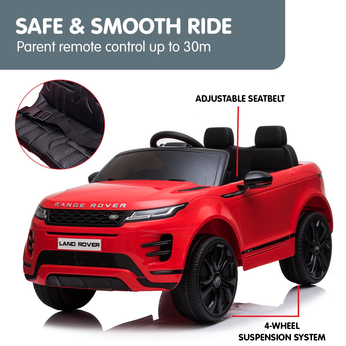 Kahuna Land Rover Licensed Kids Electric Ride On Car Remote Control - Red Kahuna