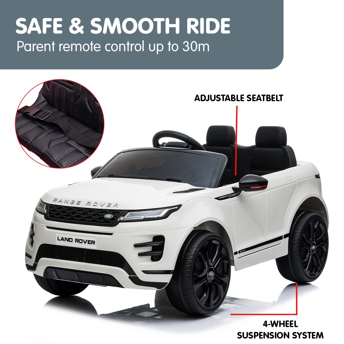 Kahuna Land Rover Licensed Kids Electric Ride On Car Remote Control - White Kahuna