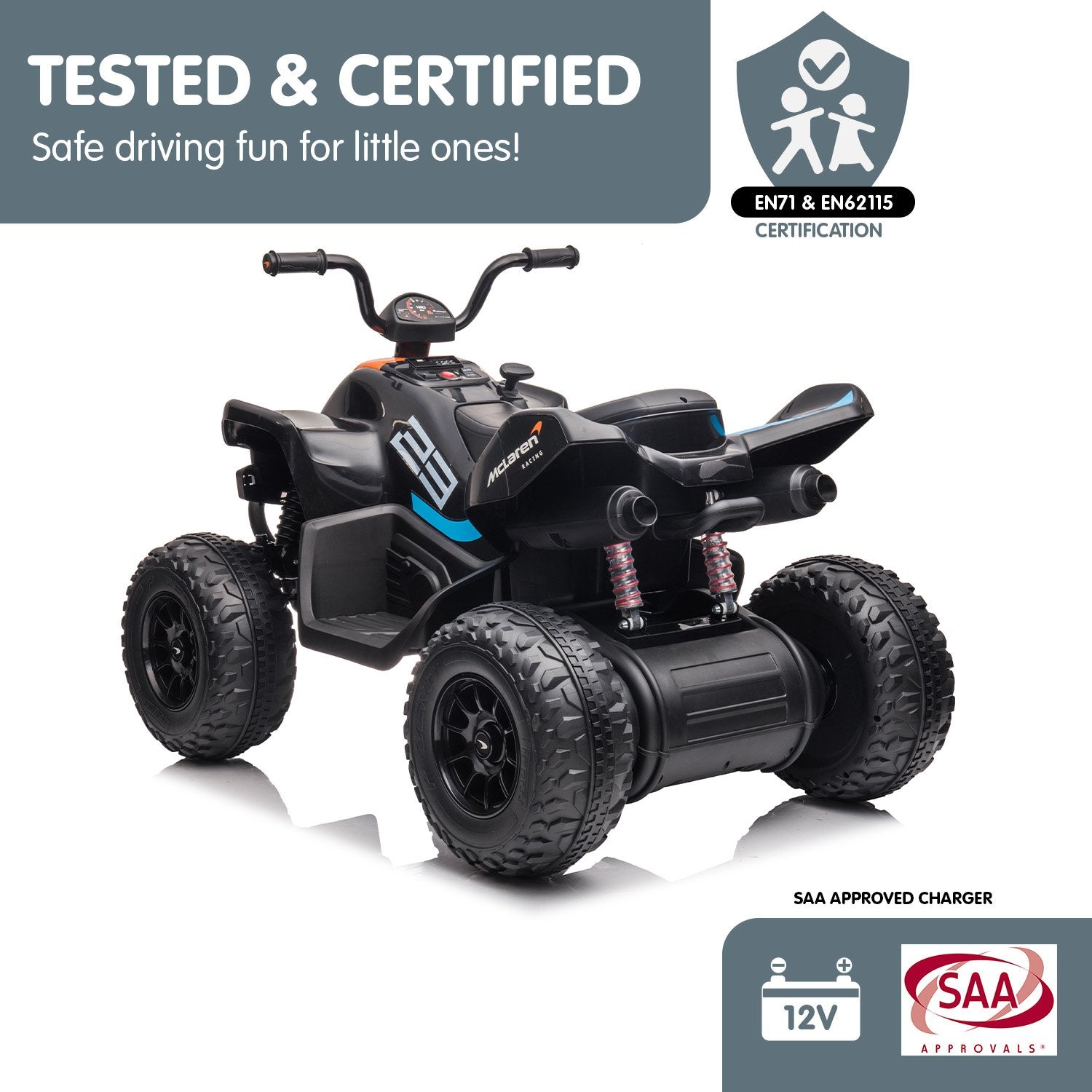 Kahuna MCL35 McLaren Toy Ride On Electric Quad Bike - Black Kahuna