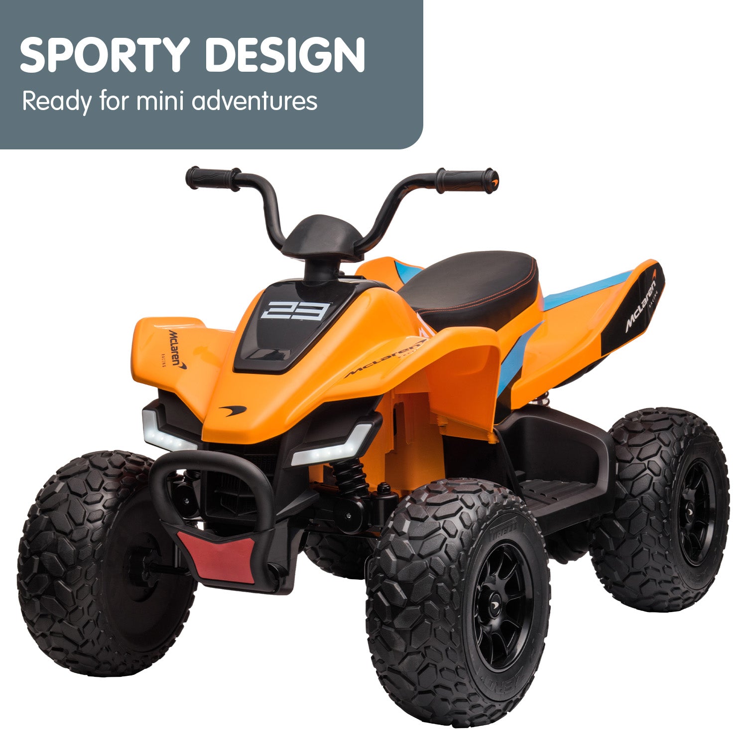 Kahuna Licensed MCL35 McLaren Kids Toy Ride On Electric Quad Bike - Orange Kahuna