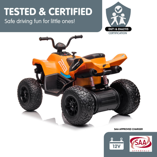Kahuna Licensed MCL35 McLaren Kids Toy Ride On Electric Quad Bike - Orange Kahuna