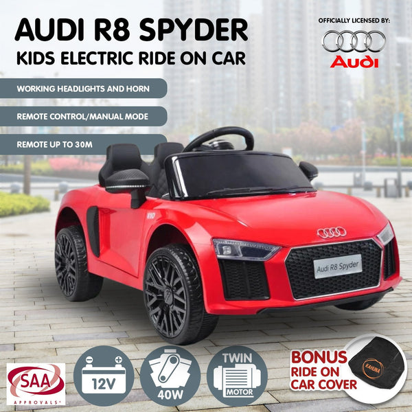 Kahuna R8 Spyder Audi Licensed Kids Electric Ride On Car Remote Control - Red Kahuna