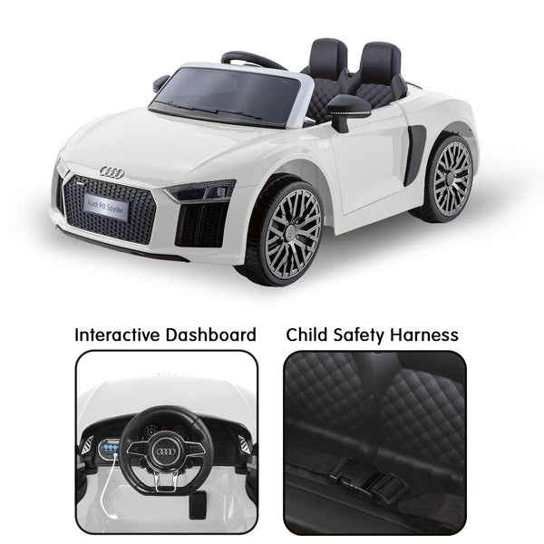 Kahuna R8 Spyder Audi Licensed Kids Electric Ride On Car Remote Control - White Kahuna