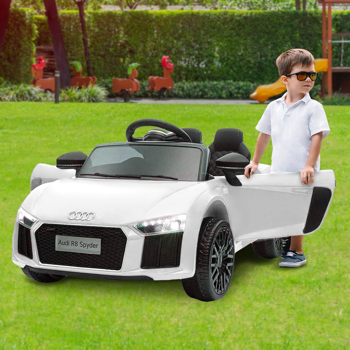 Kahuna R8 Spyder Audi Licensed Kids Electric Ride On Car Remote Control - White Kahuna