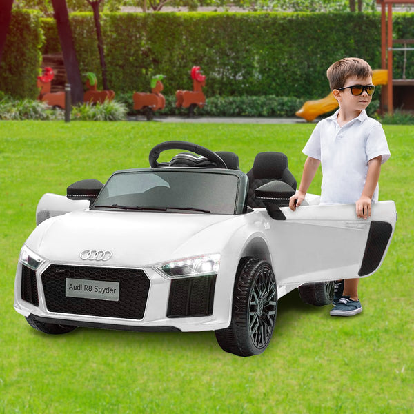 Kahuna R8 Spyder Audi Licensed Kids Electric Ride On Car Remote Control - White Kahuna