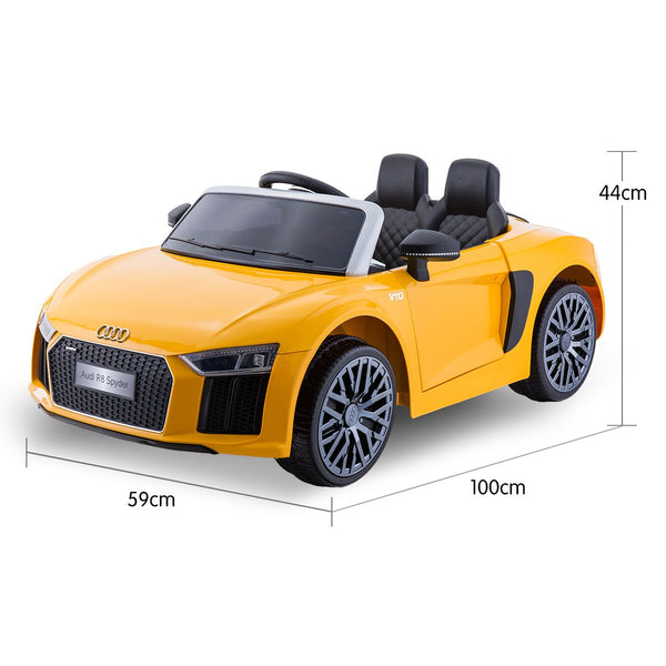 Kahuna R8 Spyder Audi Licensed Kids Electric Ride On Car Remote Control - Yellow Powertrain