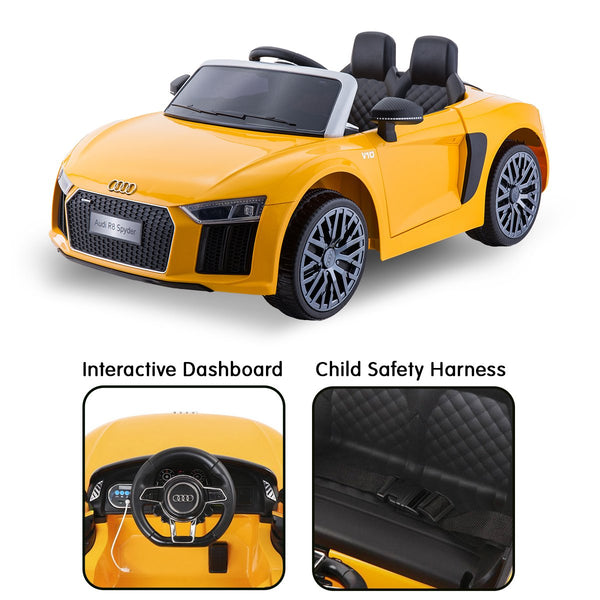 Kahuna R8 Spyder Audi Licensed Kids Electric Ride On Car Remote Control - Yellow Powertrain