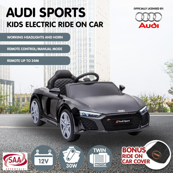 Kahuna Audi Sport Licensed Kids Electric Ride On Car Remote Control - Black Kahuna