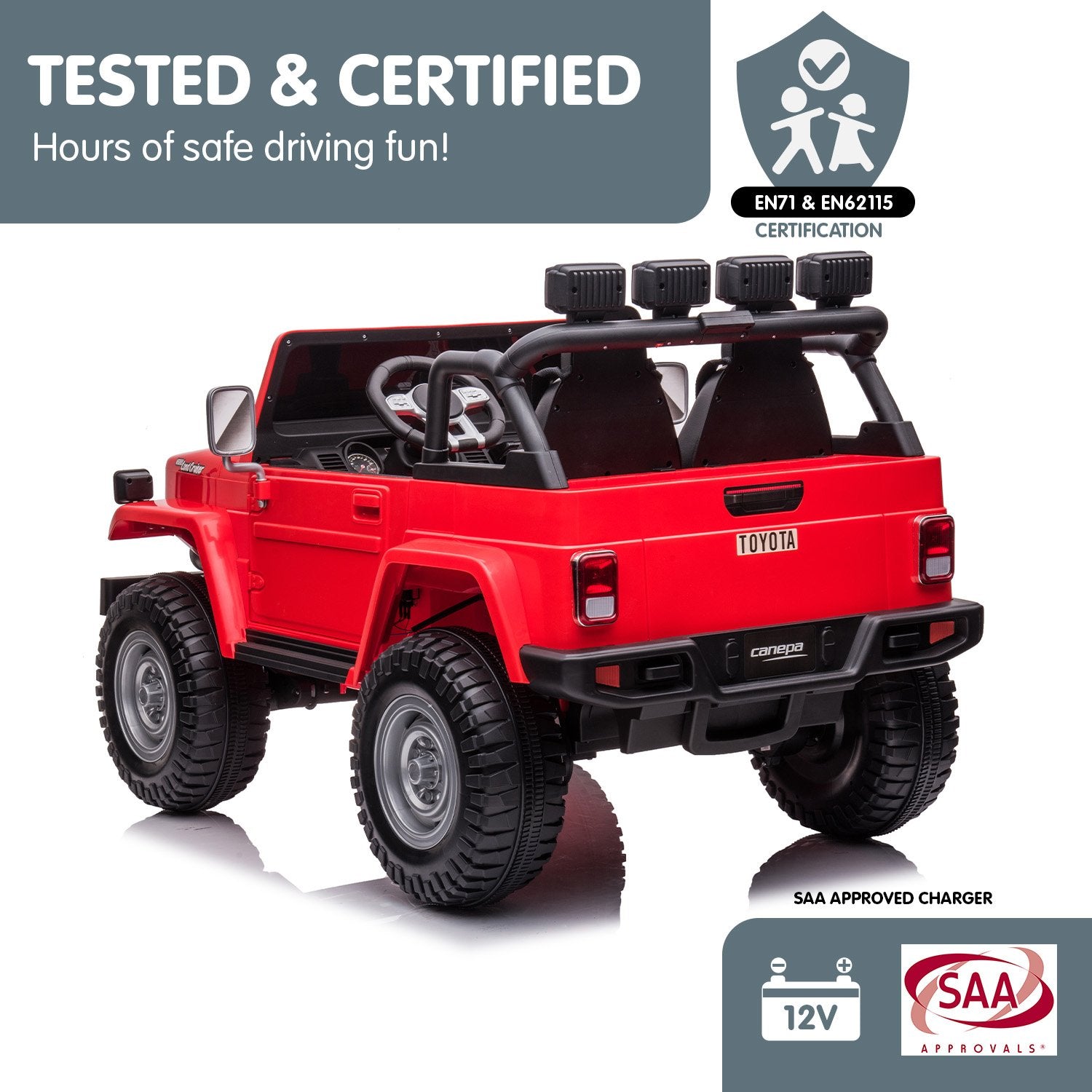 Kahuna Licensed Toyota FJ-40 Electric Kids Ride On Car by Kahuna - Red Kahuna