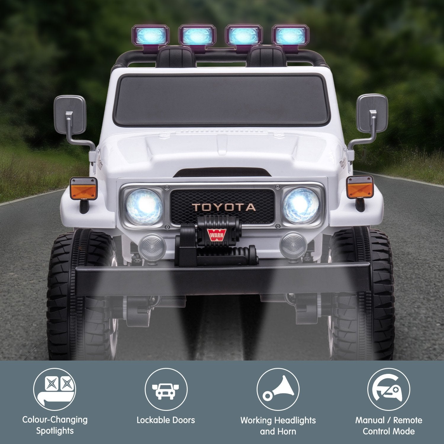 Kahuna Licensed Toyota FJ-40 Kids Ride On Electric Toy Car 80W - White Kahuna