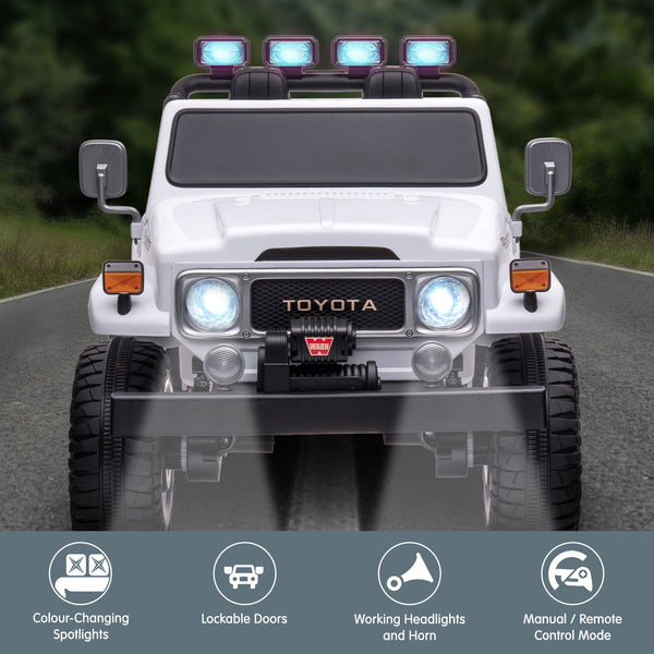 Kahuna Licensed Toyota FJ-40 Kids Ride On Electric Toy Car 80W - White Kahuna