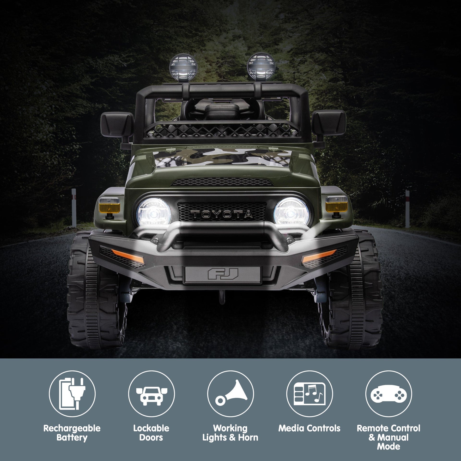 Kahuna Authorised Toyota FJ Cruiser Kids Electric Ride On Car - Green Kahuna