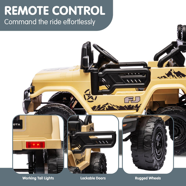 Kahuna Authorised Toyota Fj Cruiser Kids Electric Ride On Car - Khaki Kahuna
