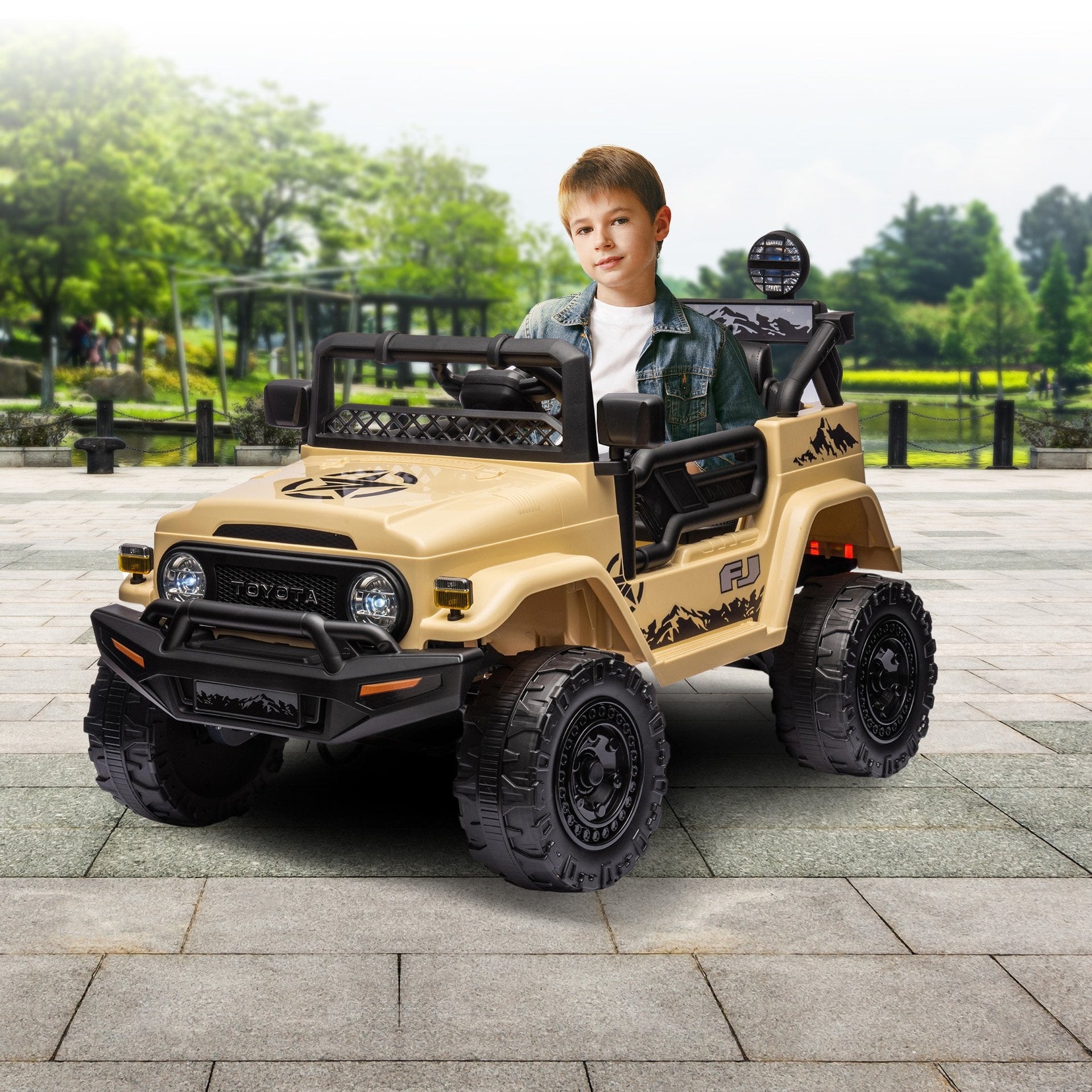 Kahuna Authorised Toyota Fj Cruiser Kids Electric Ride On Car - Khaki Kahuna