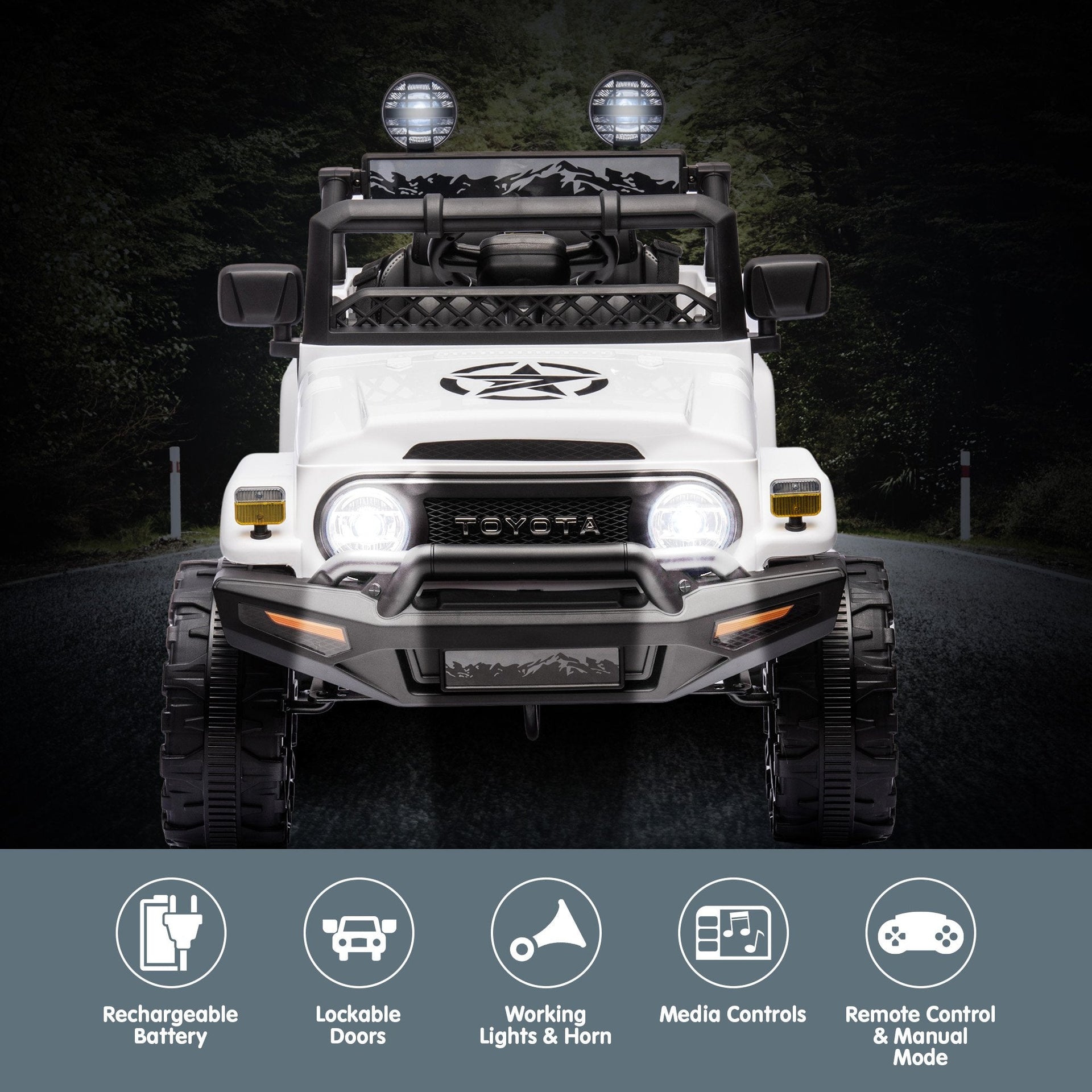 Kahuna Authorized Toyota Electric Kids Ride-on Car Fj Cruiser - White Kahuna