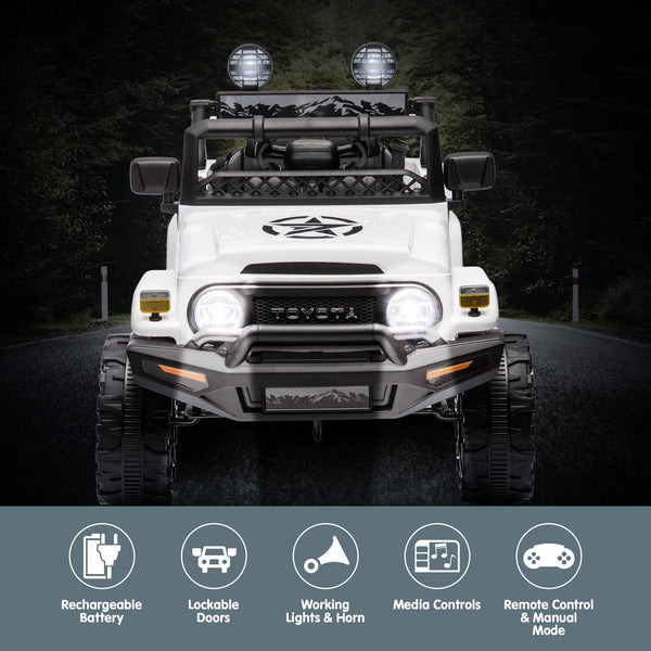 Kahuna Authorized Toyota Electric Kids Ride-on Car Fj Cruiser - White Kahuna