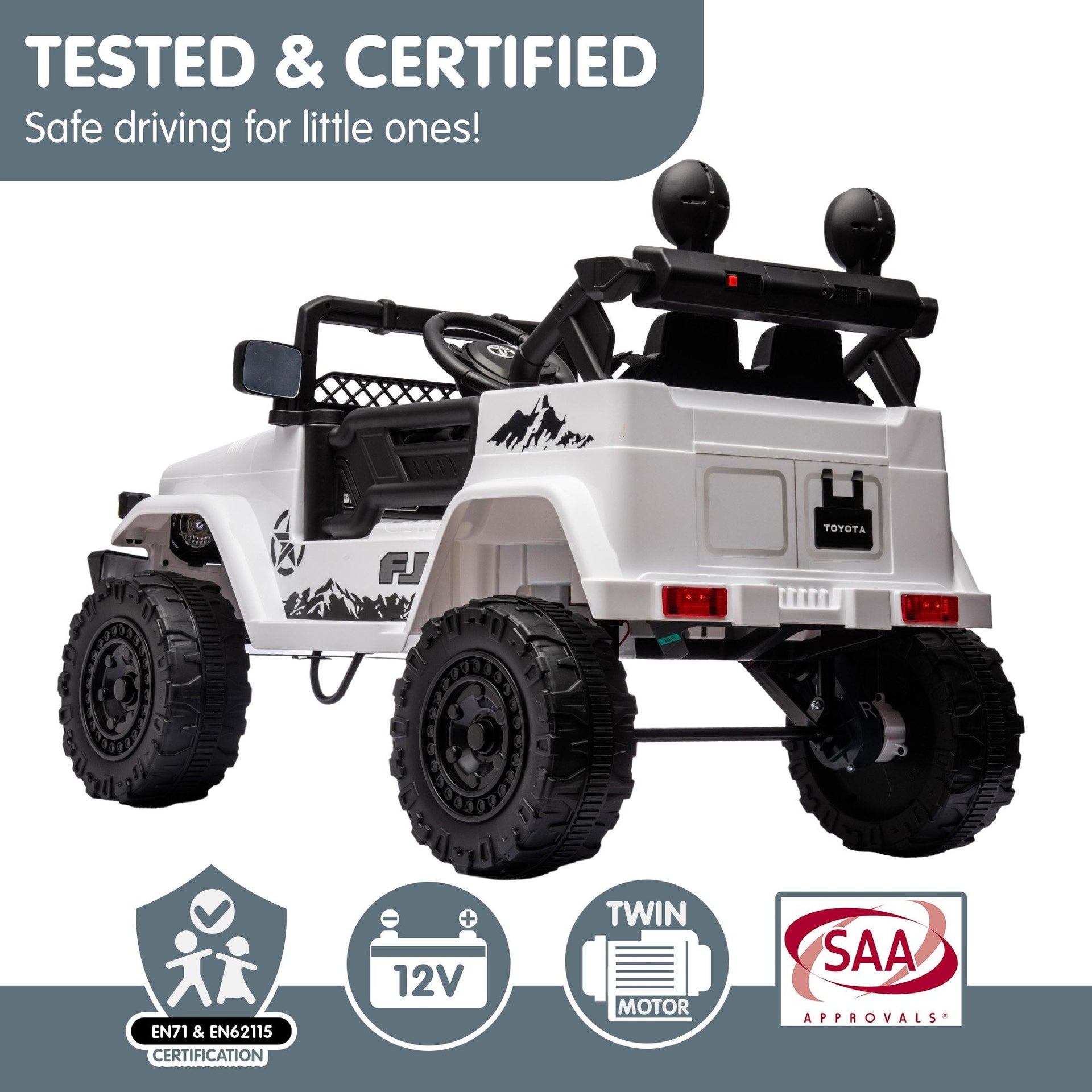 Kahuna Authorized Toyota Electric Kids Ride-on Car Fj Cruiser - White Kahuna
