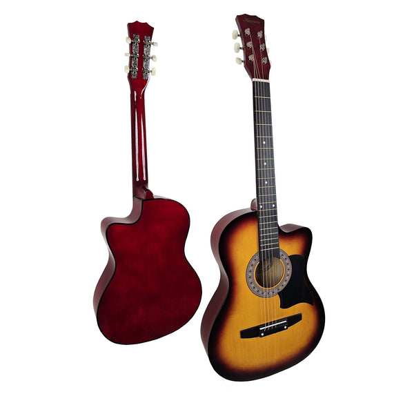 Karrera 38in Acoustic Guitar Steel Strings Carry Bag Shoulder Strap Sun Burst Karrera