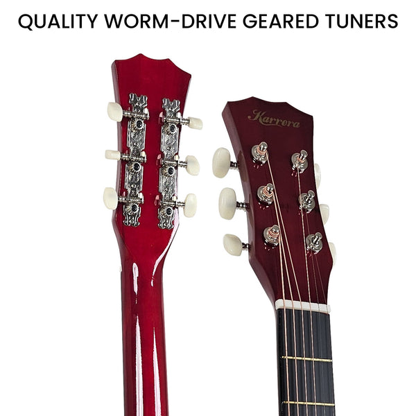 Karrera 38in Acoustic Guitar Steel Strings Carry Bag Shoulder Strap Sun Burst Karrera