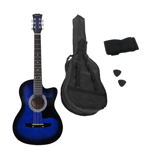 Karrera 38in Cutaway Acoustic Guitar with guitar bag - Blue Burst Karrera