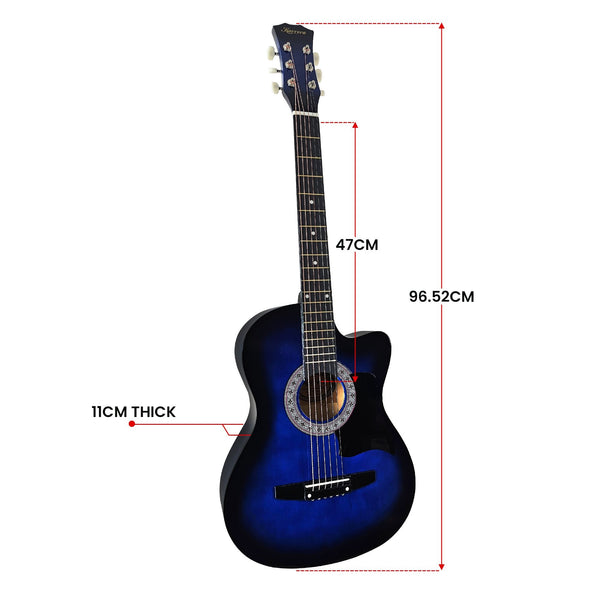 Karrera 38in Cutaway Acoustic Guitar with guitar bag - Blue Burst Karrera