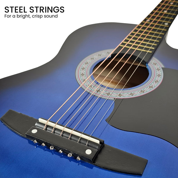 Karrera 38in Cutaway Acoustic Guitar with guitar bag - Blue Burst Karrera