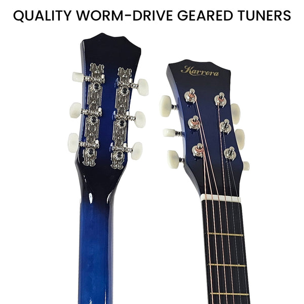 Karrera 38in Cutaway Acoustic Guitar with guitar bag - Blue Burst Karrera