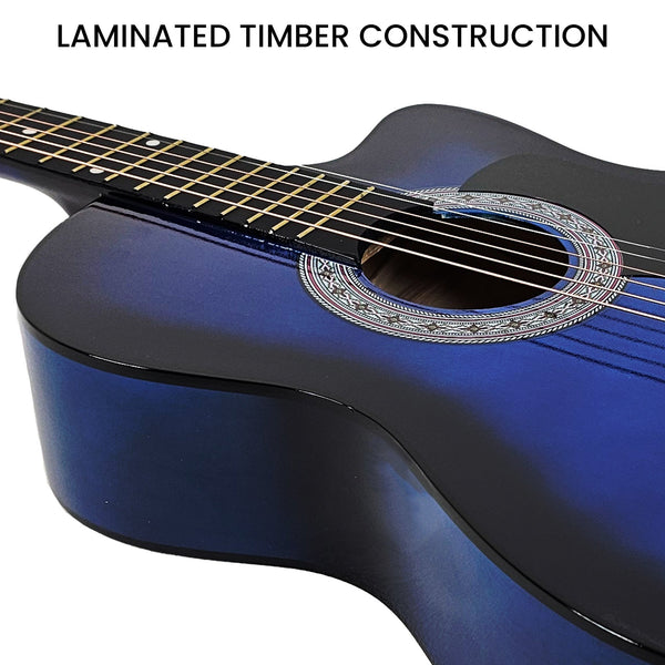 Karrera 38in Cutaway Acoustic Guitar with guitar bag - Blue Burst Karrera