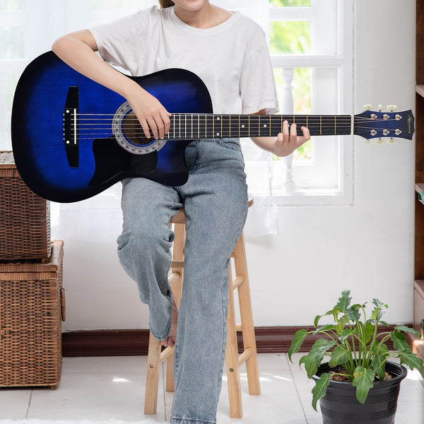 Karrera 38in Cutaway Acoustic Guitar with guitar bag - Blue Burst Karrera