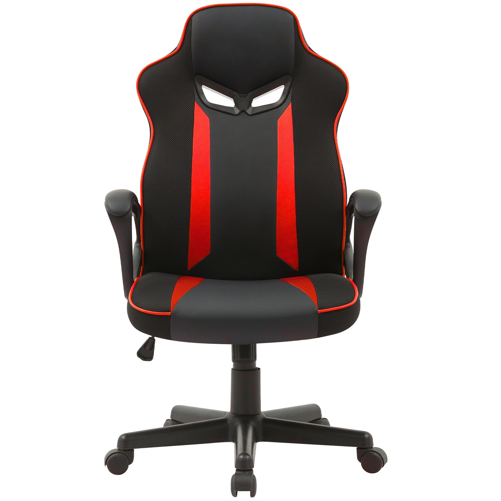 Sarantino Fayzo Racing Reclining Office Gaming Chair Black And Red Adjustable Computer Desk Seat With Adjustable Height, Breathable Mesh Back, Padded Armrests Sarantino