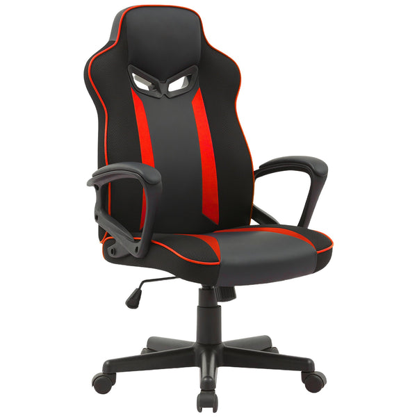 Sarantino Fayzo Racing Reclining Office Gaming Chair Black And Red Adjustable Computer Desk Seat With Adjustable Height, Breathable Mesh Back, Padded Armrests Sarantino