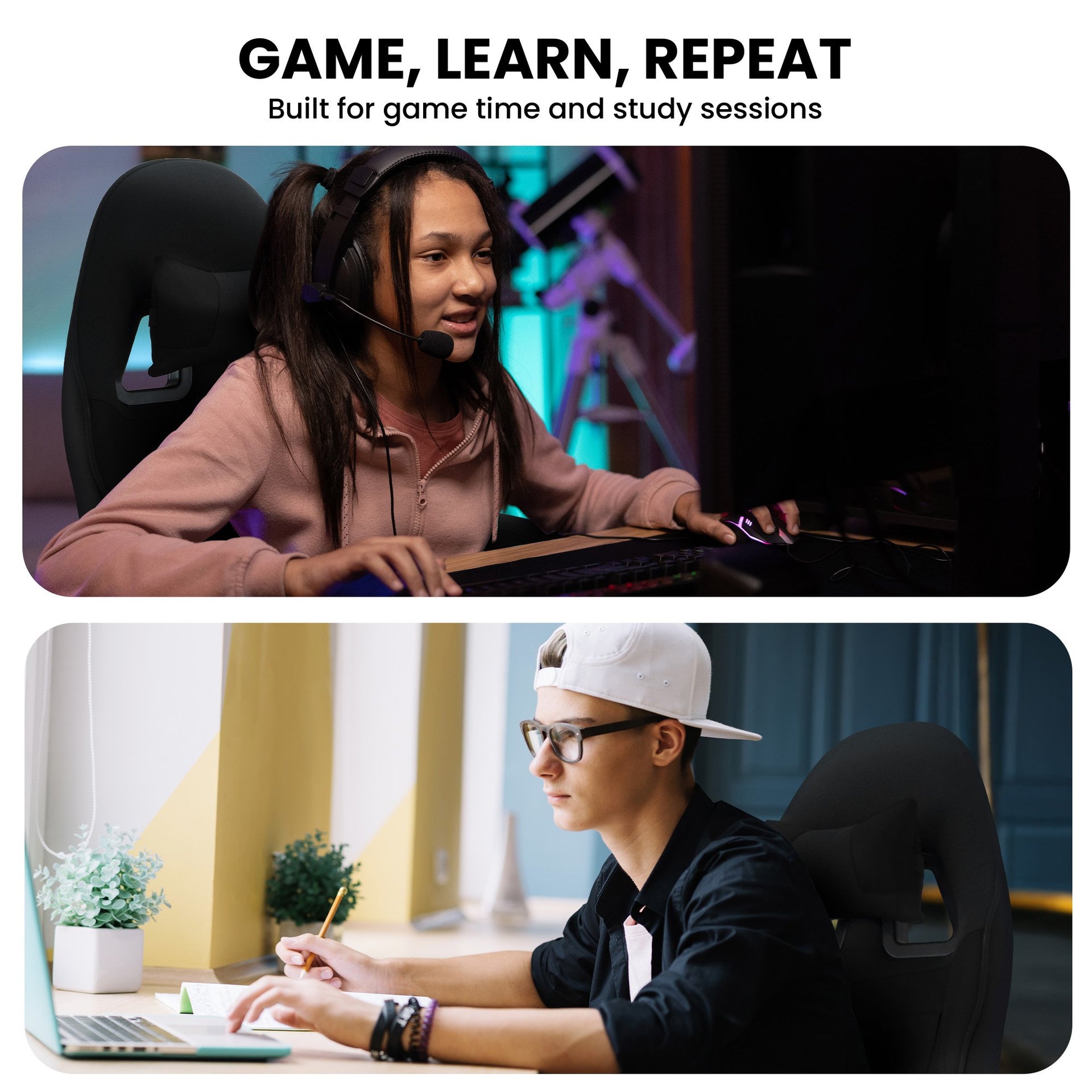 Sarantino Antre Kids Study Gaming Chair Black Adjustable Computer Desk Seat Racing Inspired-look With Adjustable Height, Ergonomic Back Support, Padded Armrests Sarantino