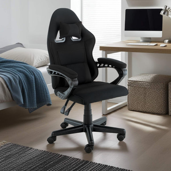 Sarantino Antre Kids Study Gaming Chair Black Adjustable Computer Desk Seat Racing Inspired-look With Adjustable Height, Ergonomic Back Support, Padded Armrests Sarantino