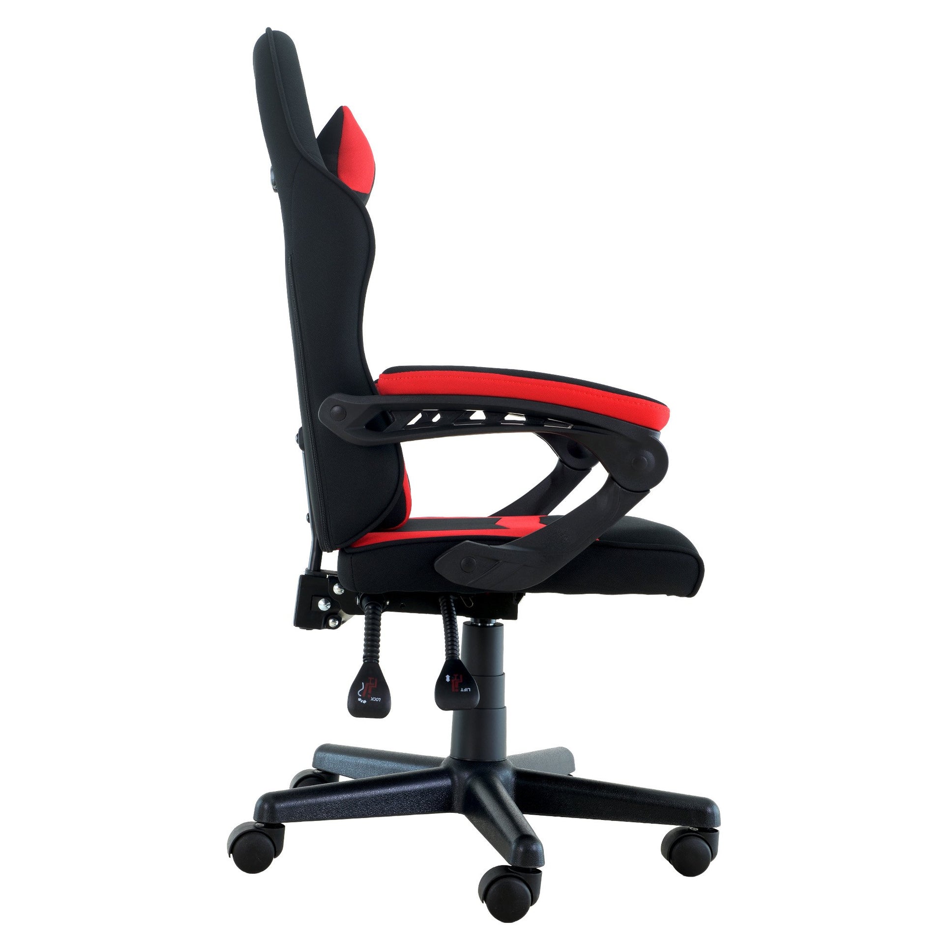 Sarantino Antre Kids Study Gaming Chair Black Red Computer Desk Seat Adjustable Height, Ergonomic Back Support, Padded Armrests Sarantino