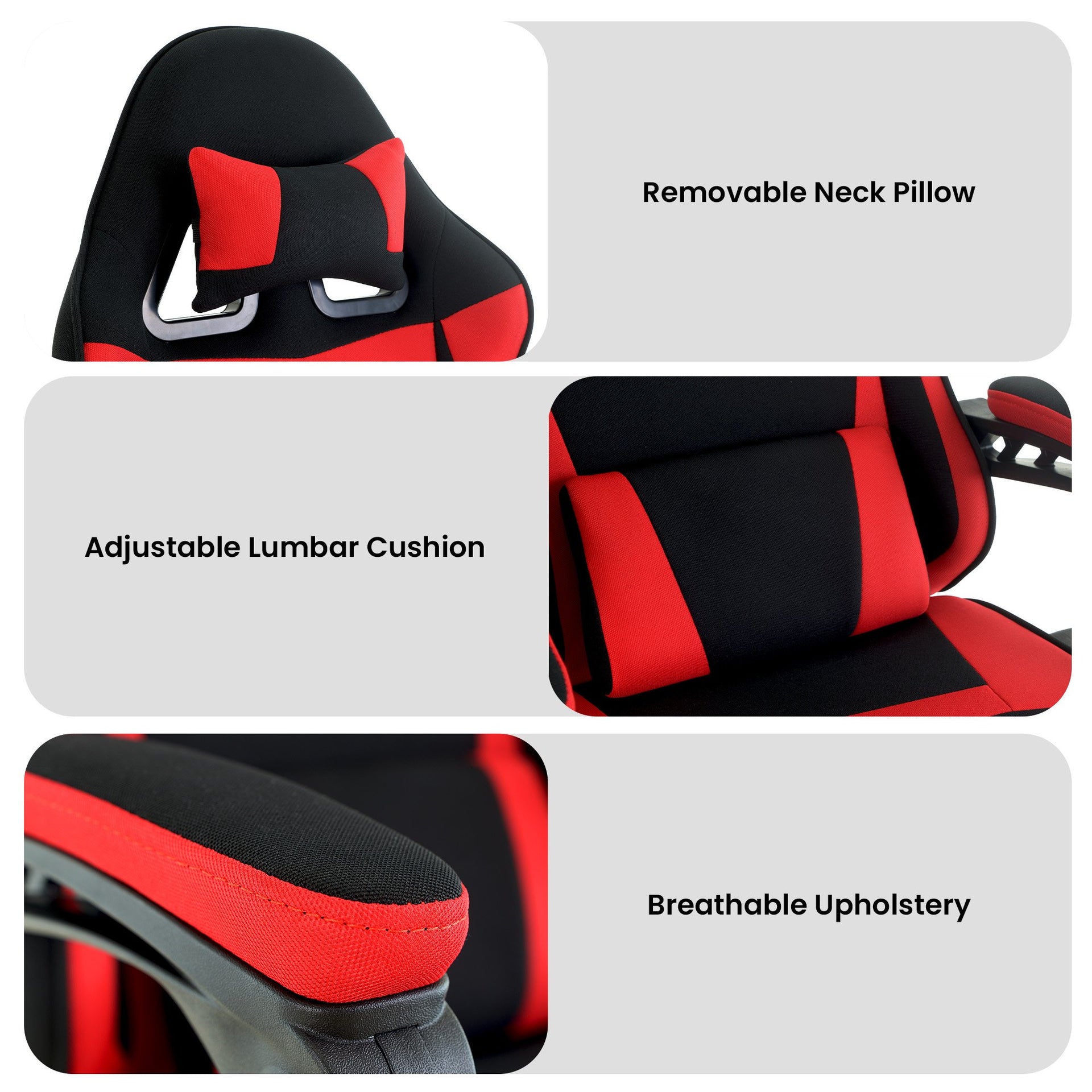 Sarantino Antre Kids Study Gaming Chair Black Red Computer Desk Seat Adjustable Height, Ergonomic Back Support, Padded Armrests Sarantino