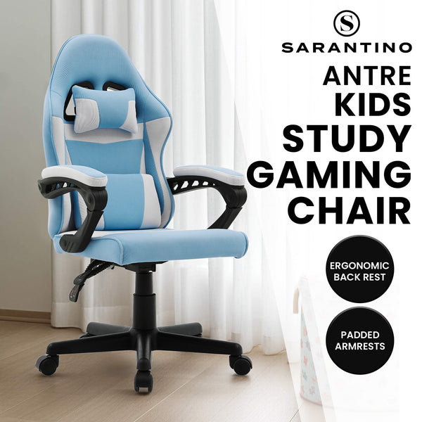 Sarantino Antre Kids Study Gaming Chair in Black and White Office Adjustable Height Chair Sarantino