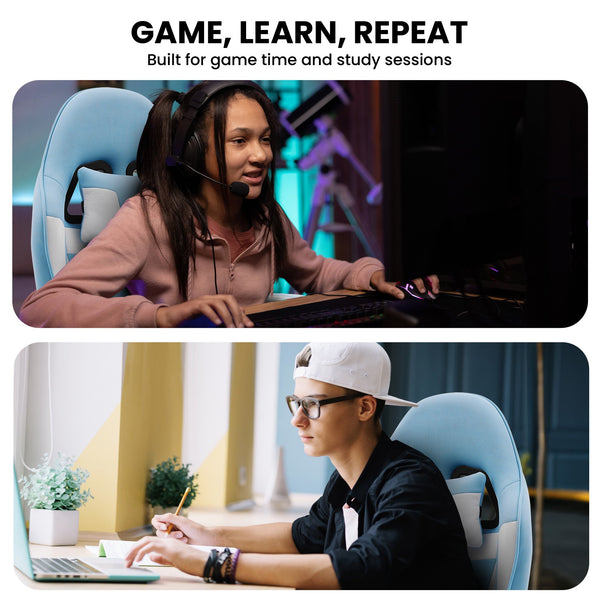 Sarantino Antre Kids Study Gaming Chair in Black and White Office Adjustable Height Chair Sarantino