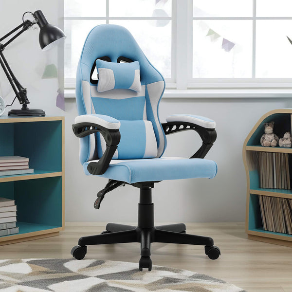 Sarantino Antre Kids Study Gaming Chair in Black and White Office Adjustable Height Chair Sarantino