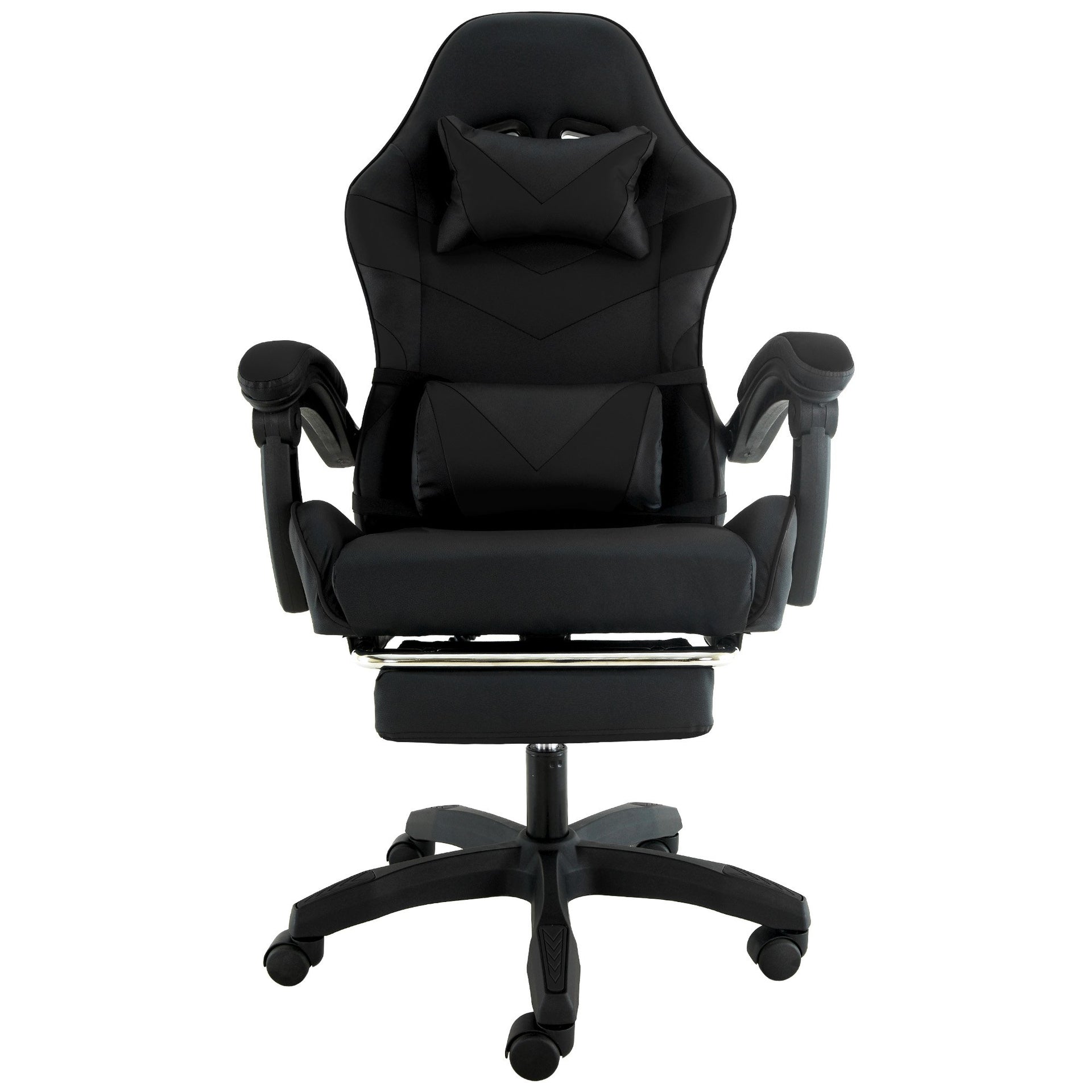 Sarantino Cueva Reclining High Back Office Gaming Chair Black Retractable Footrest Computer Seat Sarantino