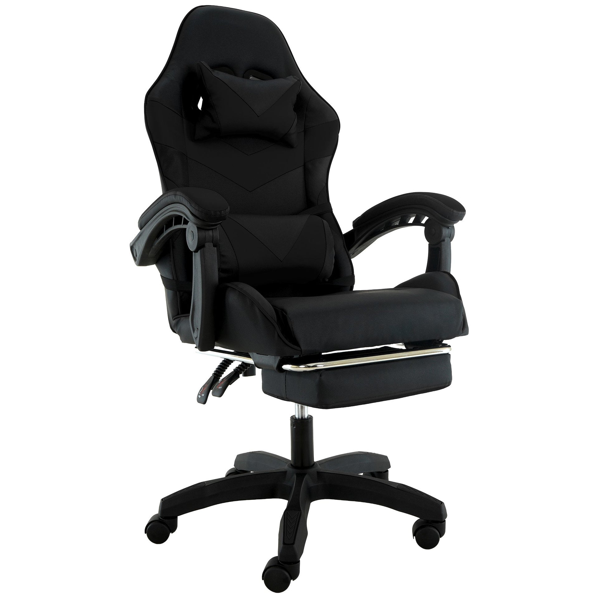Sarantino Cueva Reclining High Back Office Gaming Chair Black Retractable Footrest Computer Seat Sarantino