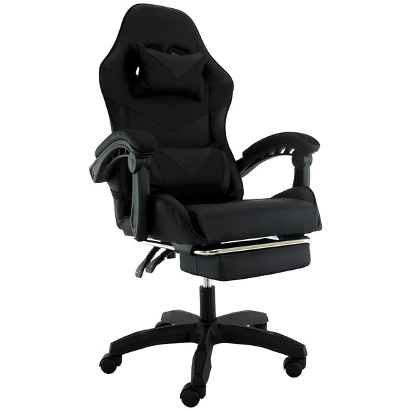 Sarantino Cueva Reclining High Back Office Gaming Chair Black Retractable Footrest Computer Seat Sarantino